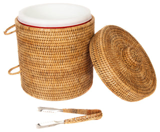 Artifacts Rattan™ Ice Bucket With Tongs, Honey Brown, Medium
