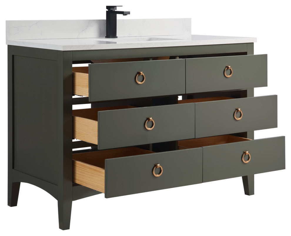 Legion Furniture WS2518 Series Bathroom Sink Vanity, Pewter Green, 48", Artificial Stone Top, Single Sink