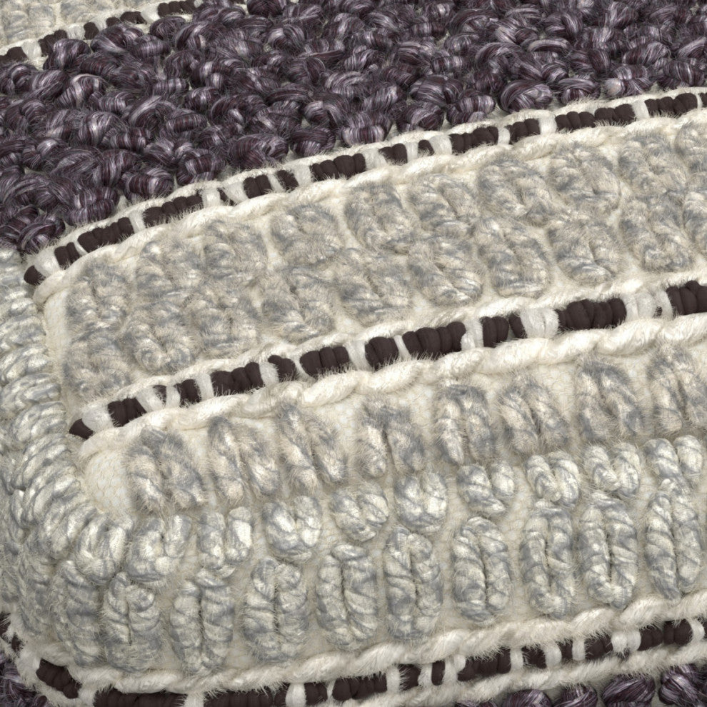 Grady Square Pouf, Magenta and Natural Handloom Woven