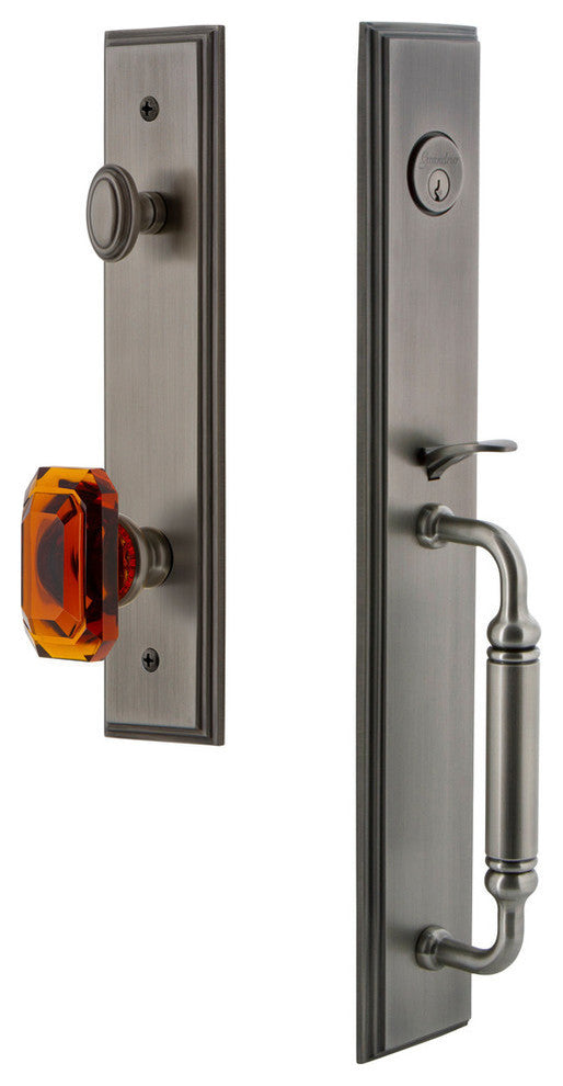 Carre' 1-Piece Dummy Handleset, C Grip and Baguette Amber Knob, 848795