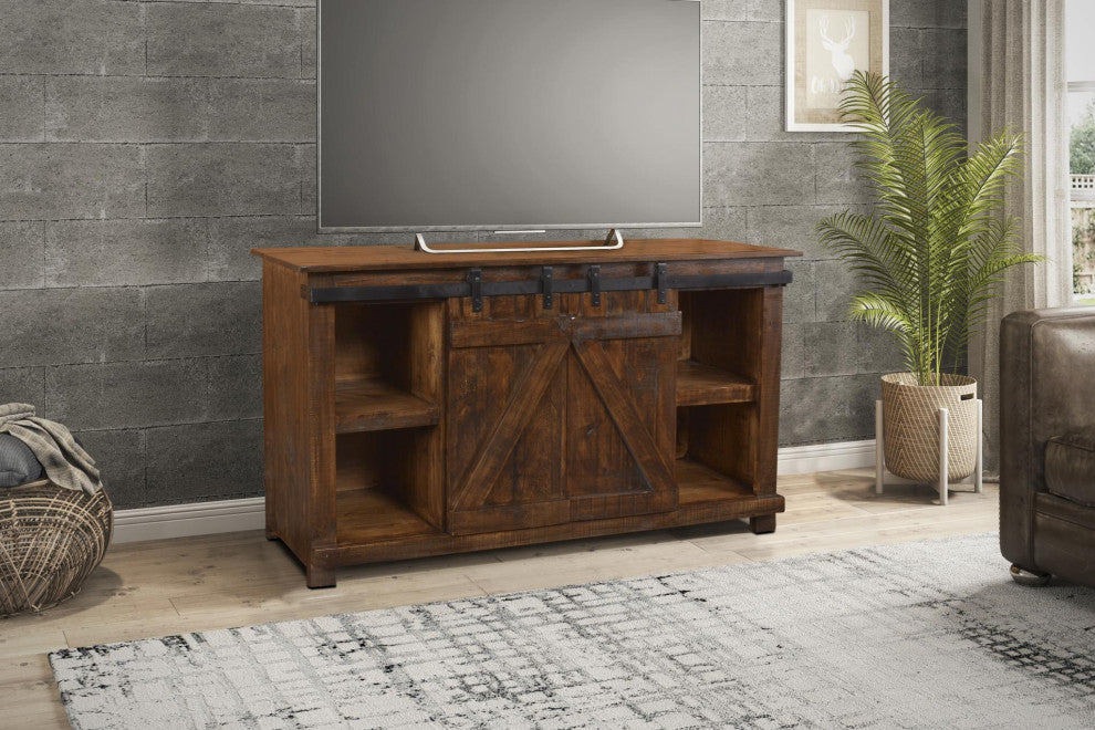 Westgate 60" sliding Barn Door Tv Stand, Dark Brown