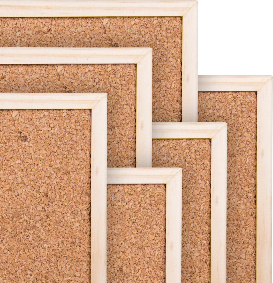 DESK TECH 6-Piece Small Cork Bulletin Board with Wooden Frame Bulk, 24 x 18 inch