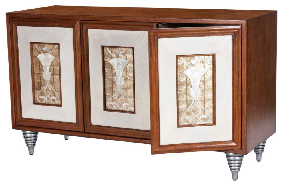 Shelly Leather and Capiz Shell Inlay Sideboard