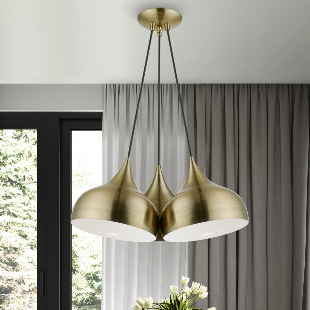 Livex Lighting 3 Light Antique Brass Cluster Pendant