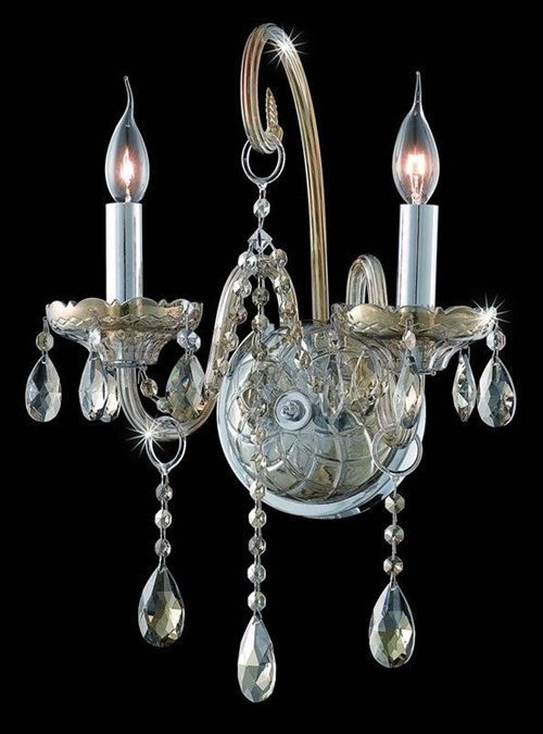 Elegant Verona Wall Sconce, Golden Teak Finish With Royal Cut Crystal