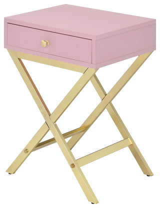 Coleen Accent Table, Pink & Gold