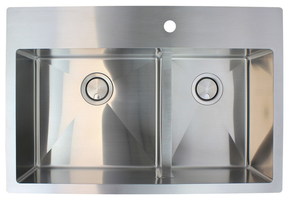 Transolid Diamond Stainless Steel 33-in Dual Mount Kitchen Sink, Stainless