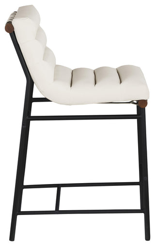 Burke Counter Stool, Cream, Vegan Leather, Walnut Veneer Metal Dowel