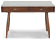 Viola 44" Rectangular Italian Carrara White Marble Writing Desk, Walnut, 15"