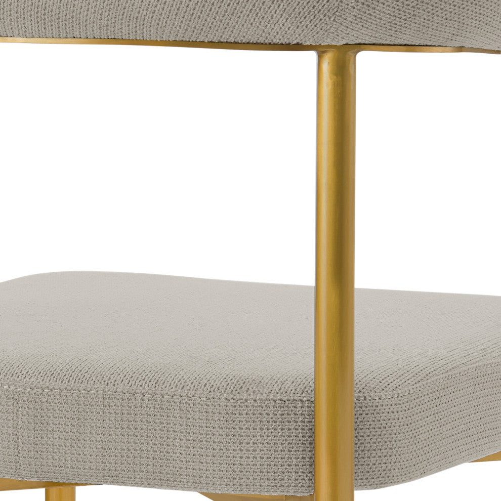 Shannon Gold Brushed Stainless Steel and Taupe Fabric  Dining Chairs, Set of 2