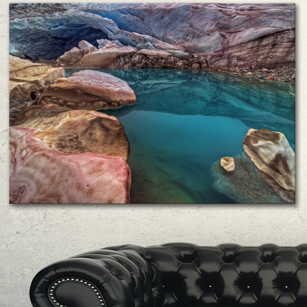 Beautiful Turquoise Melt Pool, Landscape Canvas Art Print, 60"x28"