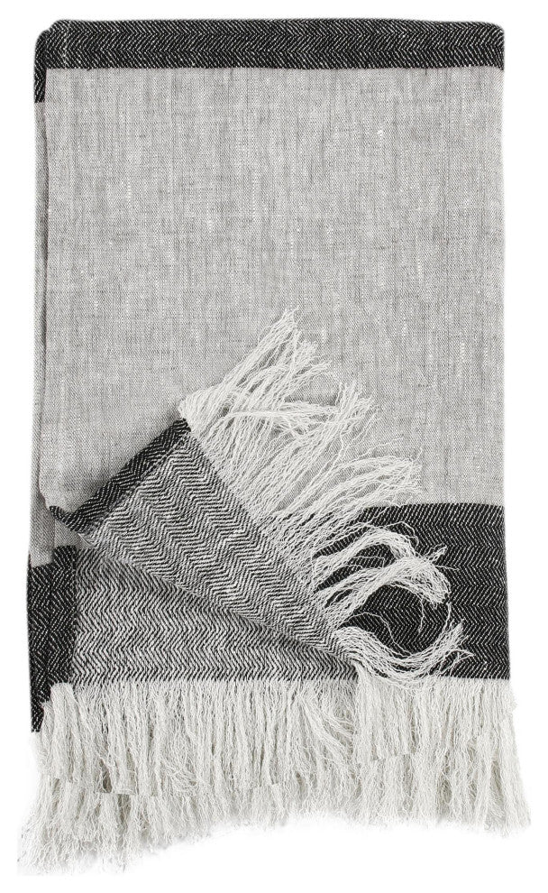 Talara 100% Belgian Linen 50"x70" Throw Blanket Blanket, Multicolor