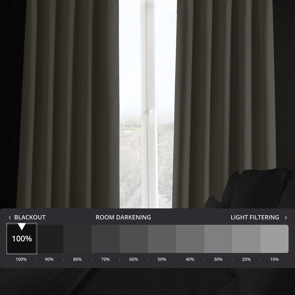 Signature Faux Linen Blackout Curtain Single Panel, Safari Tan, 50"w X 108"l