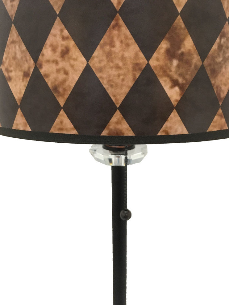 28" Crystal Lamp With Black Diamond Papyrus Shade, Oil Rubbed Bronze, Single