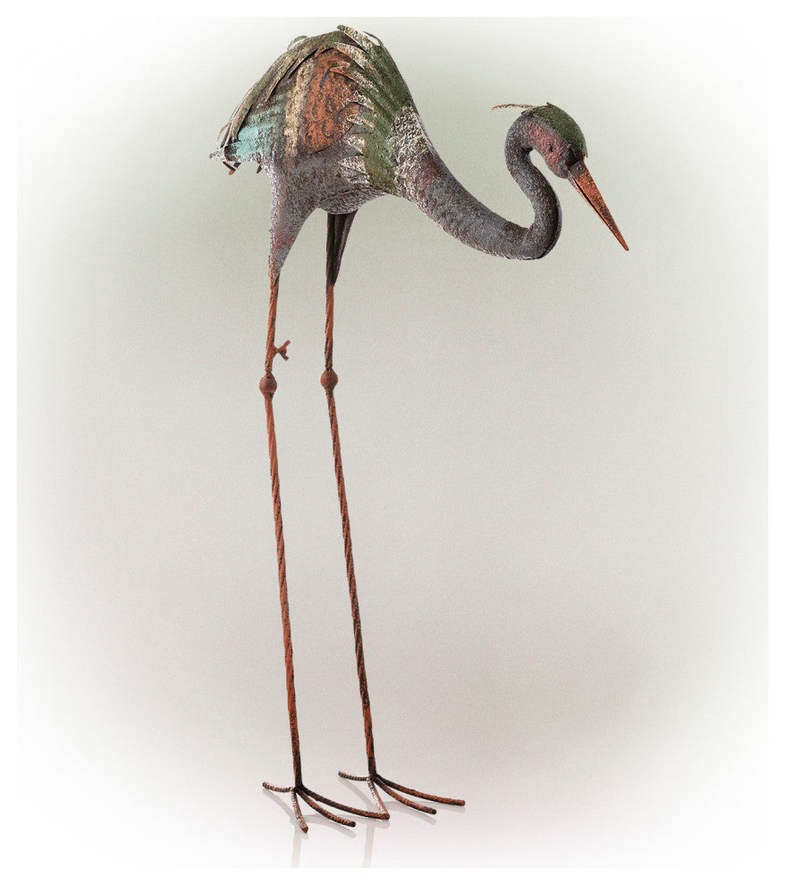 Alpine Crane Stake Statue, 31" Tall