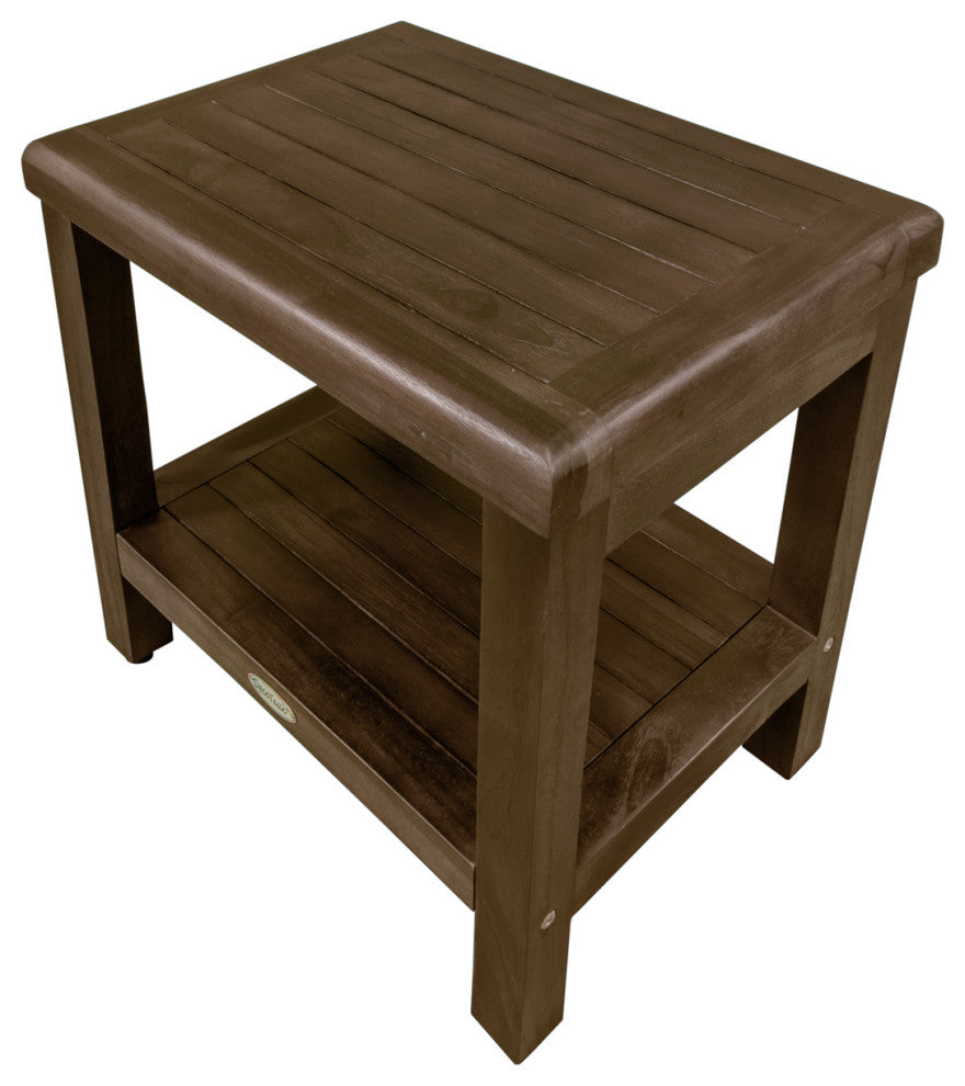 DecoTeak Classic 18" Teak Shower Bench With Shelf