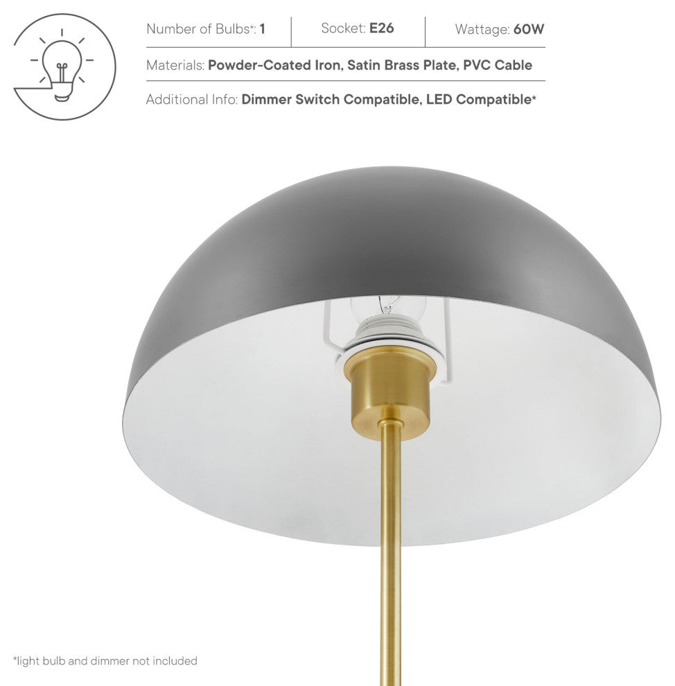 Ideal Metal Table Lamp, Gray Satin Brass
