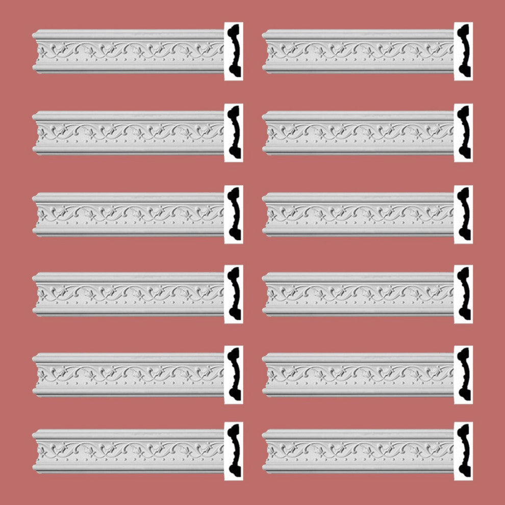 Crown Molding White Urethane Beacon Hill Ornate  12 Pieces Totaling 1152" Length