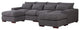 Reversible Modular Sectional Fabric Sofa With Two Ottoman-Dark Gray