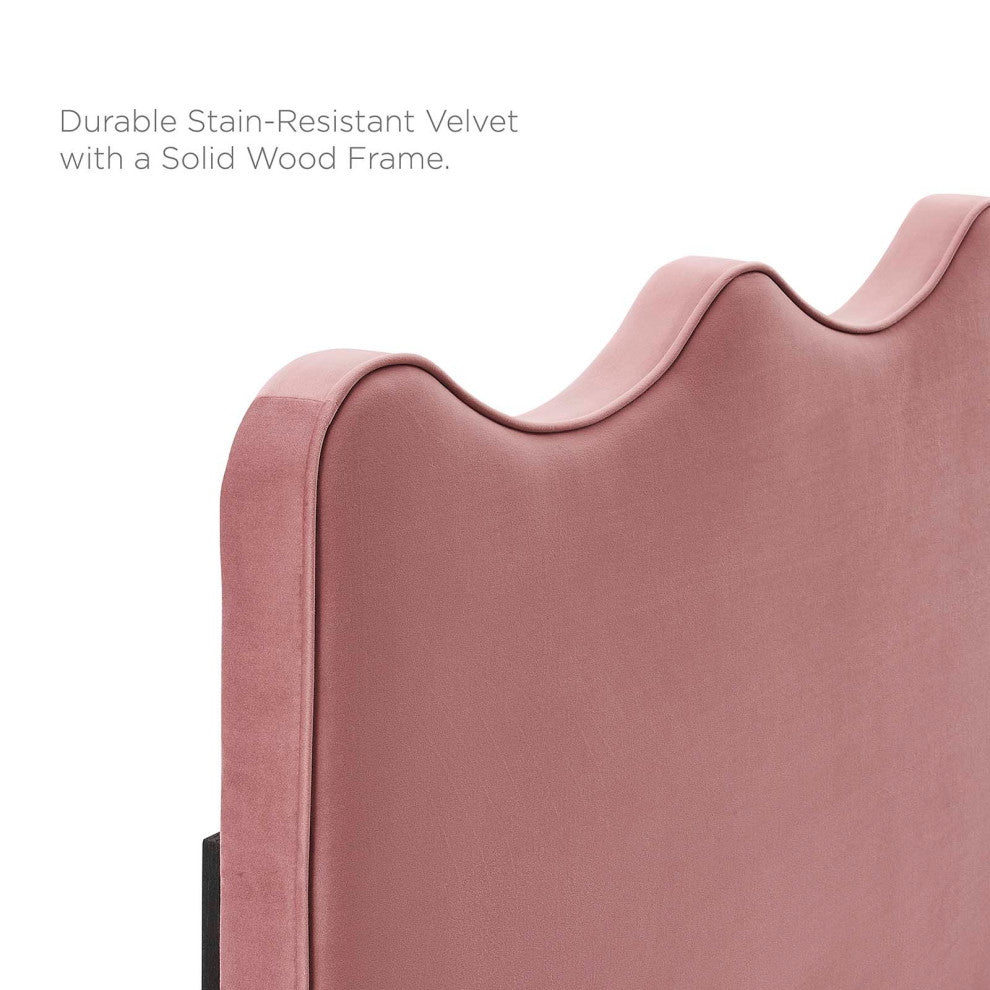 Platform Bed Frame, King Size, Pink, Velvet, Modern, Bedroom Master Guest Suite