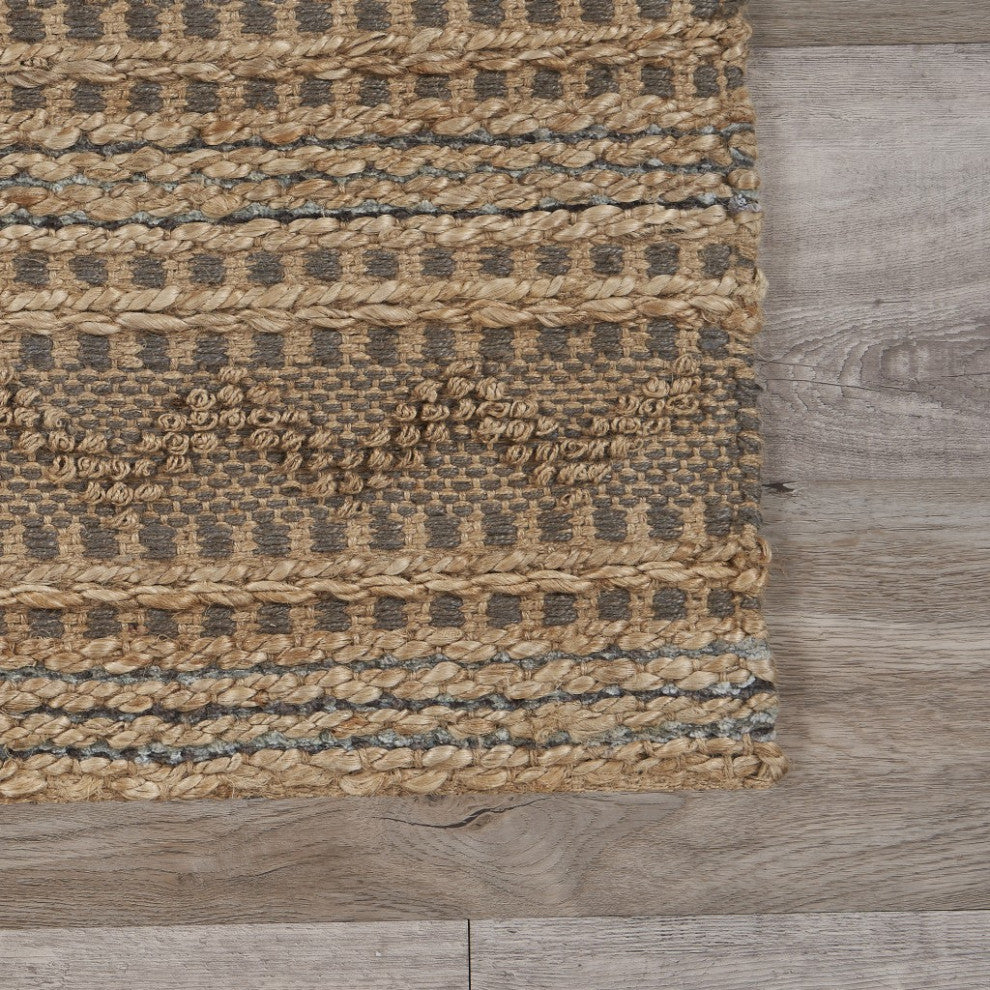5" x 8" Tan and Gray Intricate Striped Area Rug