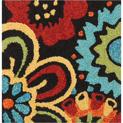 Surya Storm SOM-7707 2'6"x8' Rug, Black/Burnt Orange/Sky Blue