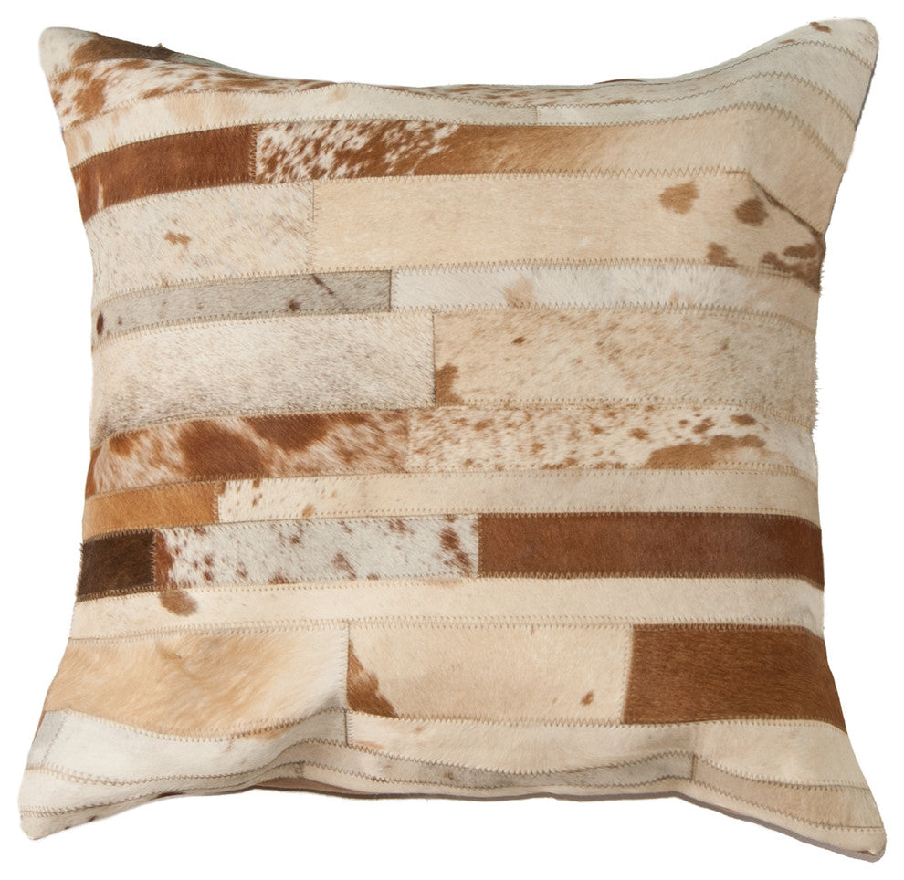 Torino Classic Madrid Cowhide Pillow, Brown and White