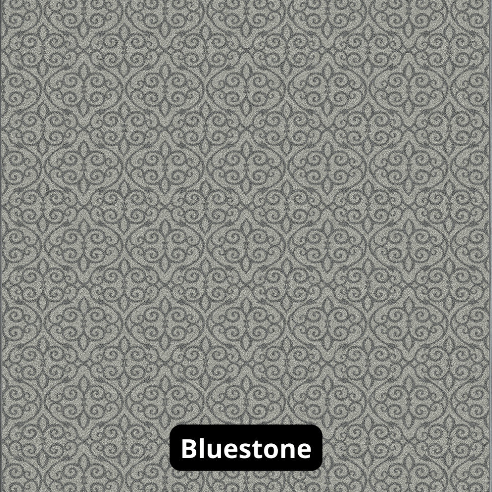 Scroll Pattern 3/8 Thick Indoor Area Rug Carpet, Bluestone, 7x7
