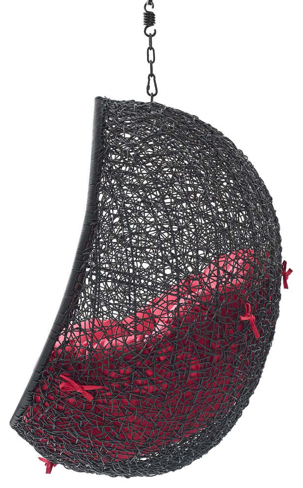Swing Lounge Chair, Black Red, Modern, Outdoor Patio Balcony Cafe Bistro Garden