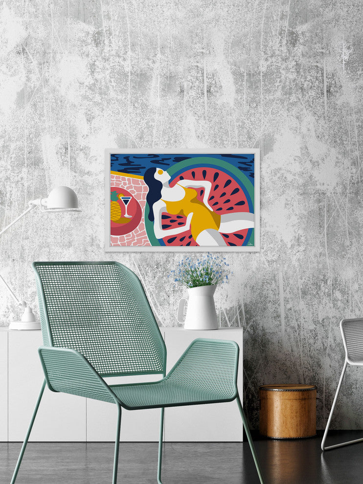 "To Swim and Sunbathe" Framed Painting Print, 45"x30"
