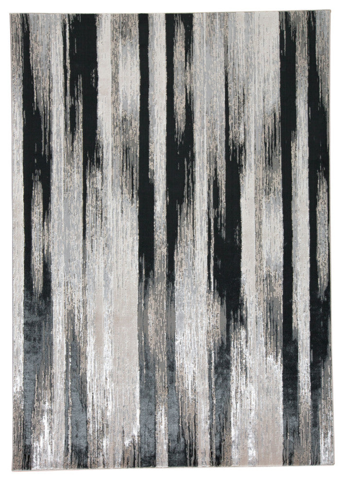 Orin R3338 Modern/Industrial Rug, Black/Silver, 13'x20'