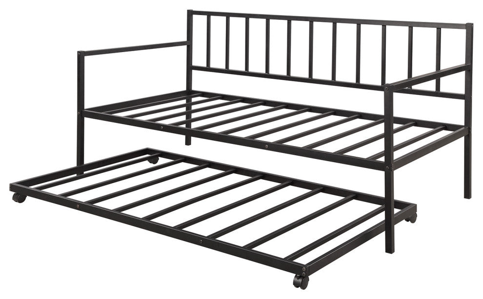 Gewnee Metal Twin Size Daybed with Trundle in Black