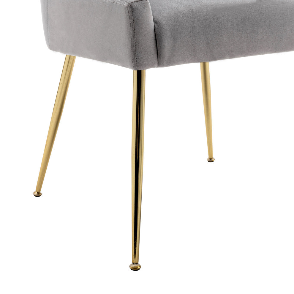 WestinTrends 2PC Velvet Upholstered Accent Chair Set w/ Gold Metal Legs, Gray
