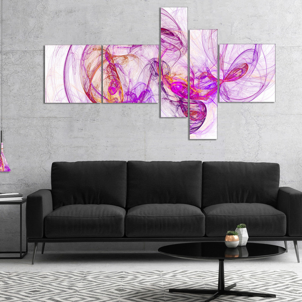 Billowing Smoke Magenta, Abstract Canvas art print, 60"x32", 5 panels