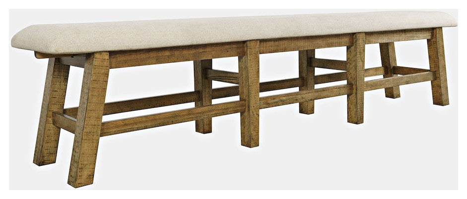 Telluride Rustic Farmhouse Solid Wood 85 Upholstered Dining Bench
