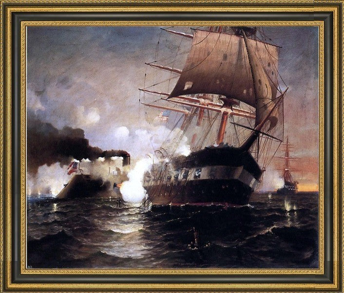 Edward Moran Sinking of the Cumberland by the Merrimack Canvas Print, 16"x20"