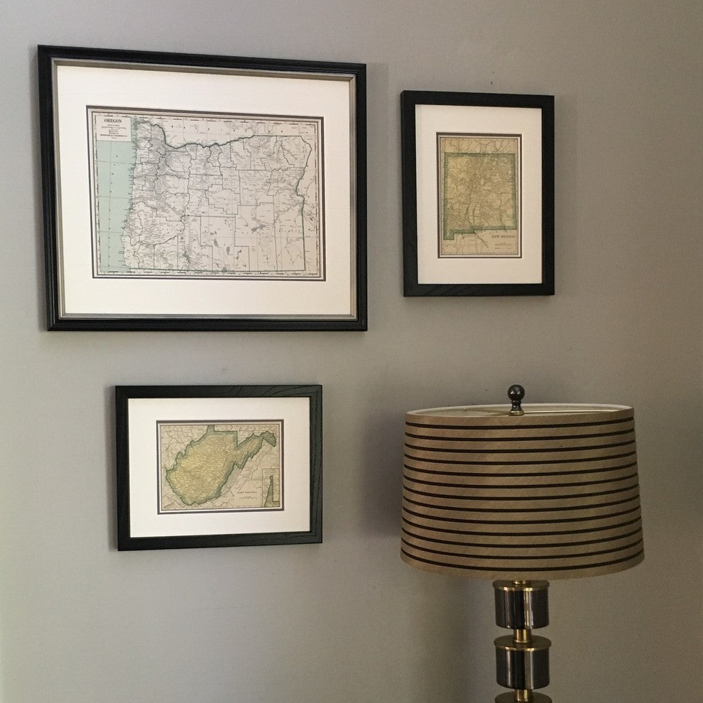 Vintage West Virginia Map, Framed WV State Map - Authentic 1920s