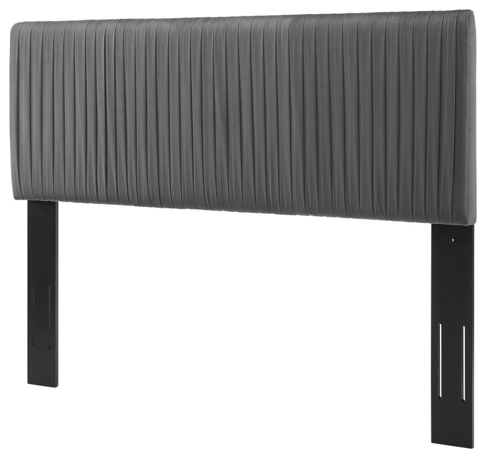 Tufted Headboard, King Size, Velvet, Dark Gray, Modern Contemporary