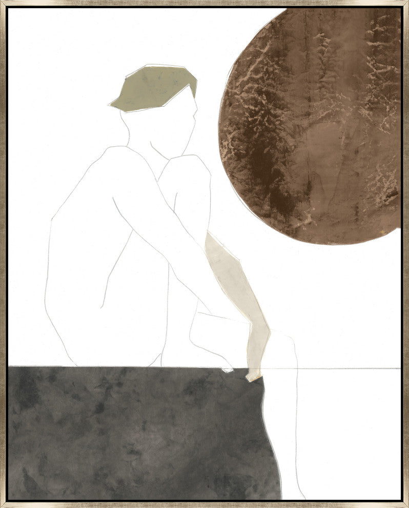 30x38 Sepia Mood V, Framed Artwork, Silver