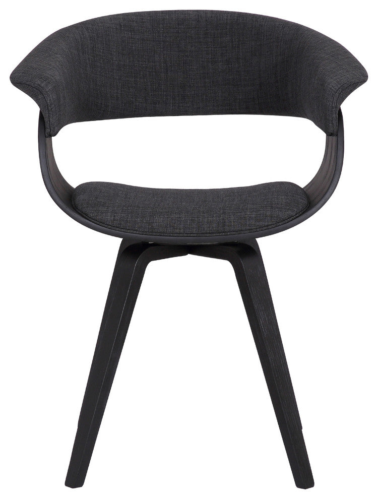 Lundgren Dining Chair, Black Brush Wood Finish and Charcoal Fabric