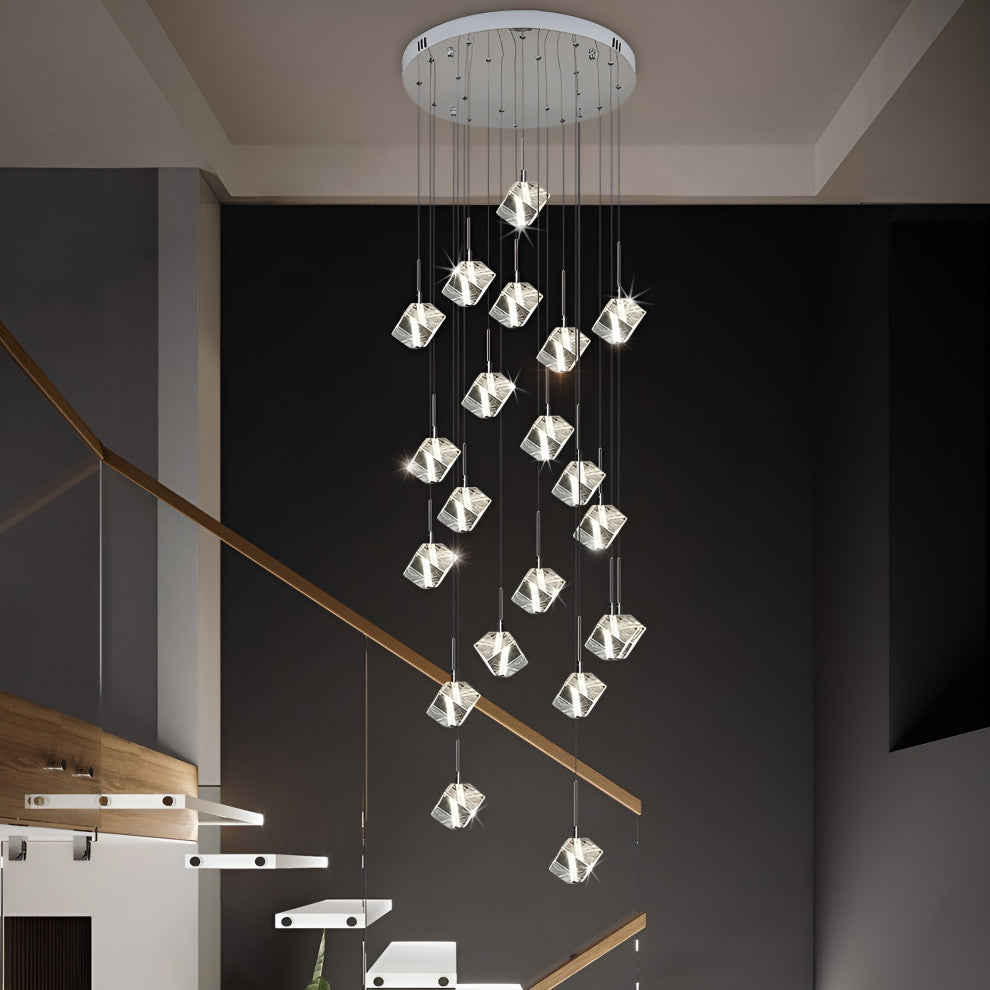 Nice | Crystal Staircase Chrome Chandelier, L36