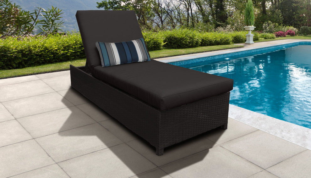Barbados Wheeled Chaise Outdoor Wicker Patio Furniture in Black