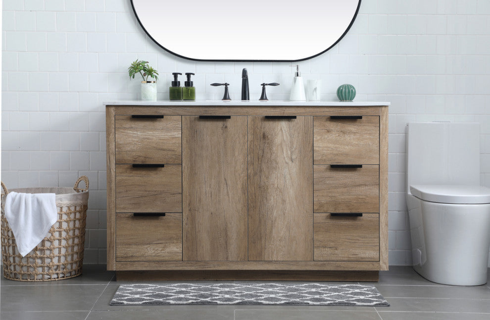 Bethany Single Bathroom Vanity, Natural Oak, 54"