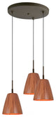 Sorg Bamboo 3-Light Pendant, Bronze, 3-Light