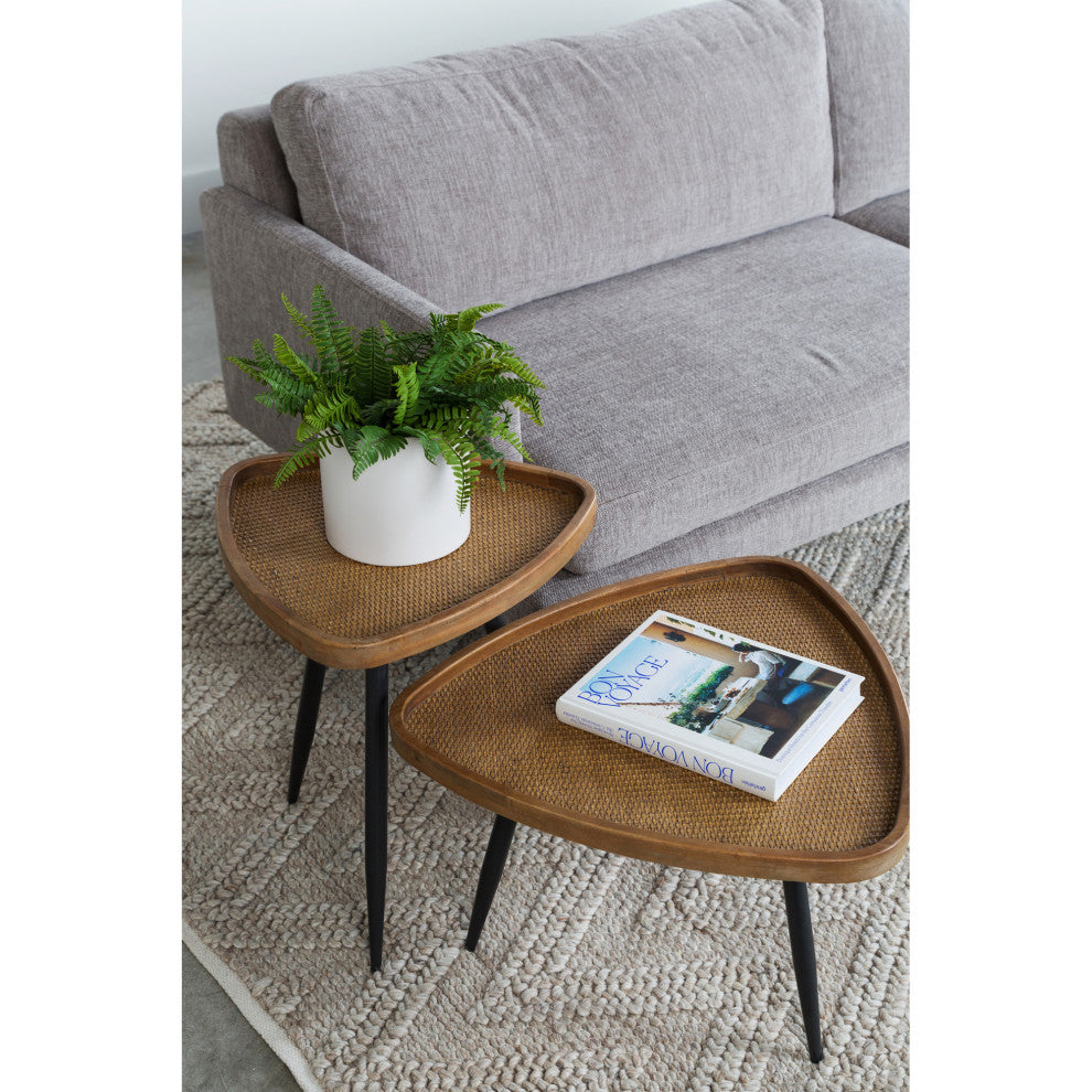 Scandinavian Rollo Rattan Side Table - Natural