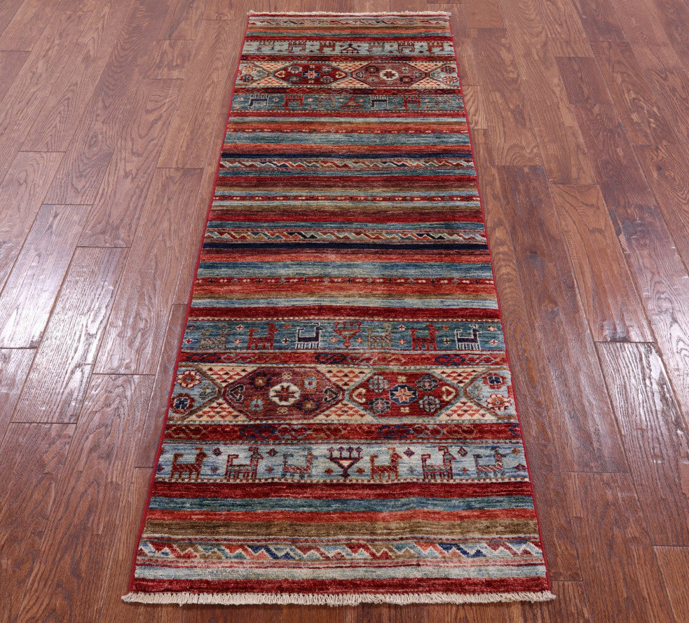 Hand-Knotted Tribal Persian Gabbeh Runner Rug 2' 2" X 6' 7" Q11007
