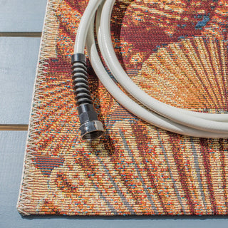 Safavieh Barbados Collection Indoor-Outdoor BAR555 Rug, Gold/Blue, 8' Square