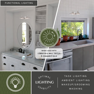 Akron 2-Light Vanity, Satin Nickel and Matte White