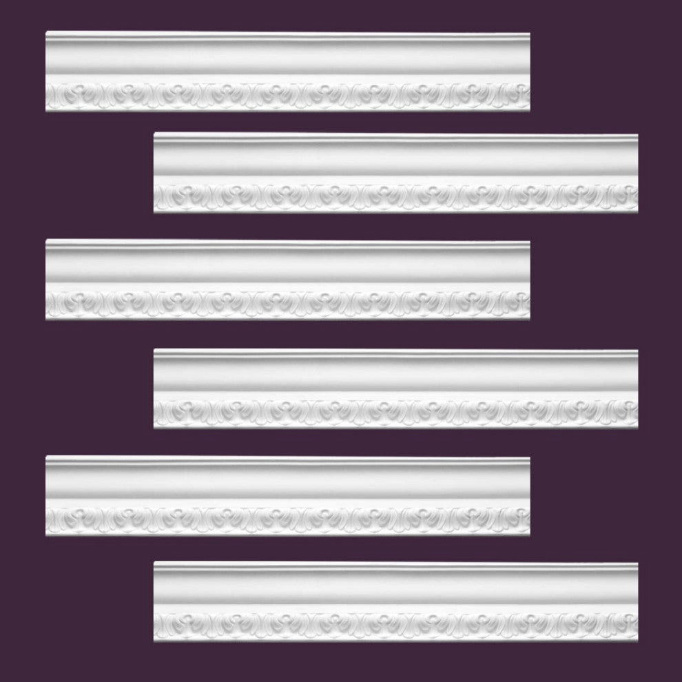 Ornate Cornice White Urethane Melville Design 6 Pieces Totaling 570" Length