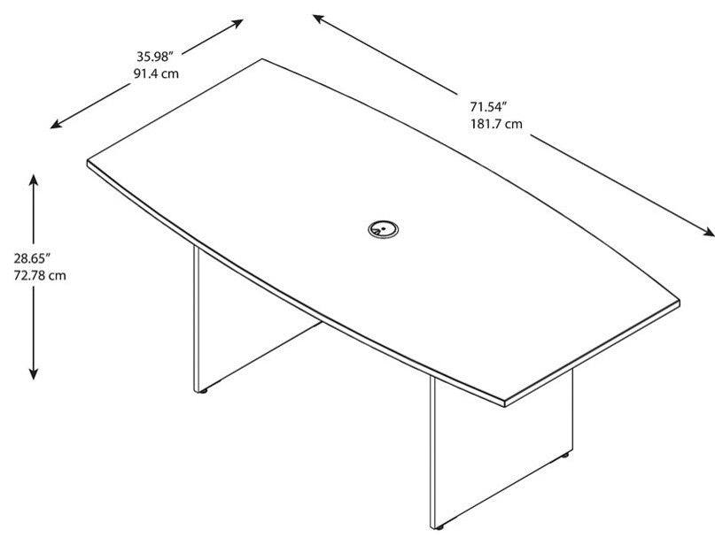72"X36D Boat Top Conference Table With Wood Base